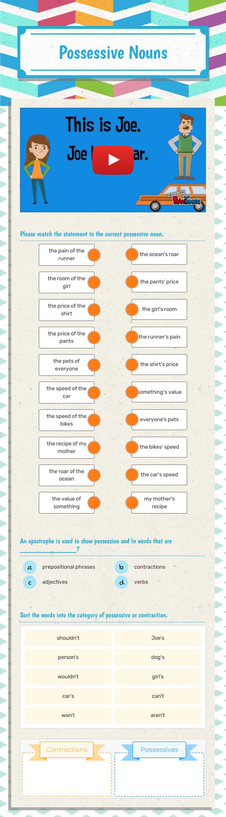 Possessive 
Nouns Grade 3 worksheet preview