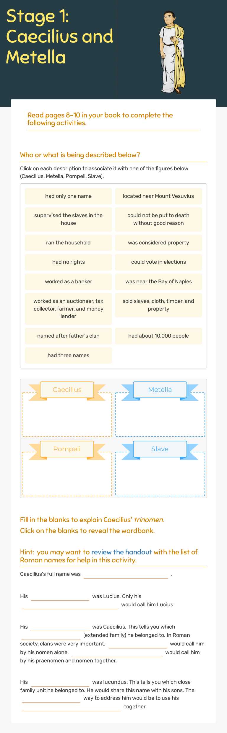 Stage 1:
Caecilius and Metella worksheet preview image