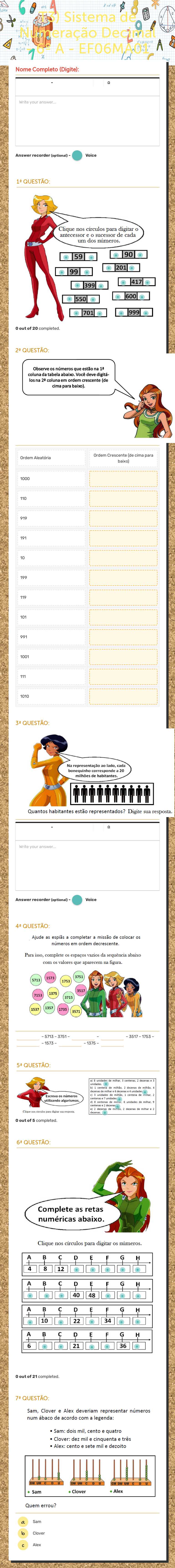 T3) Sistema de Numeração Decimal - 6º A - EF06MA01 Grade 6 worksheet preview