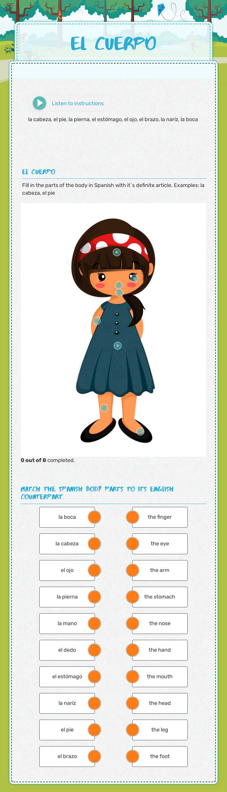 El Cuerpo worksheet preview image