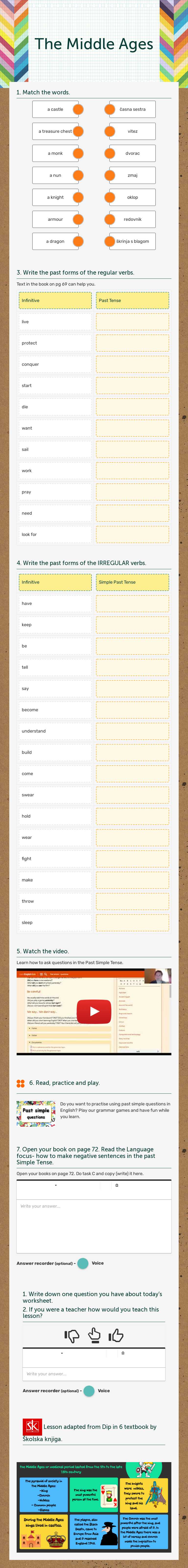 The Middle Ages worksheet preview image