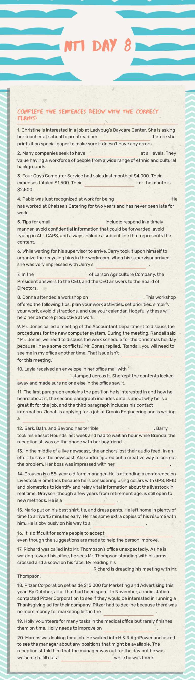 NTI DAy 8 worksheet preview image