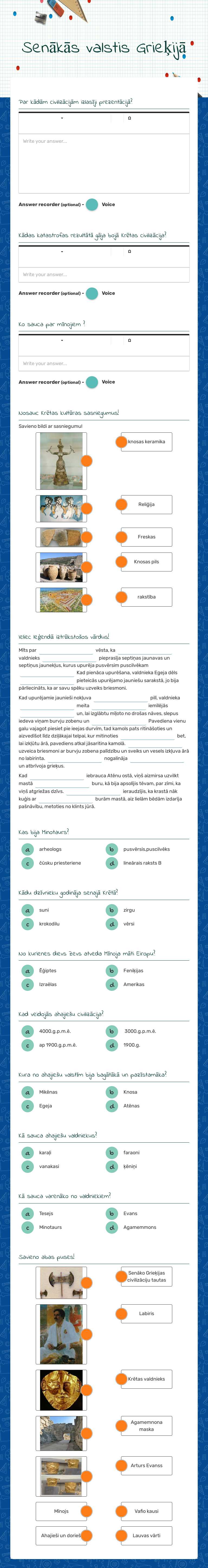 Senākās valstis Grieķijā worksheet preview image