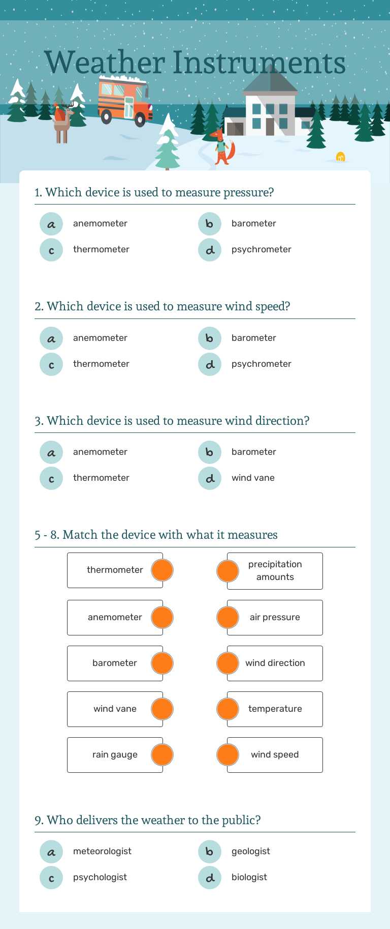 Weather Instruments worksheet preview image