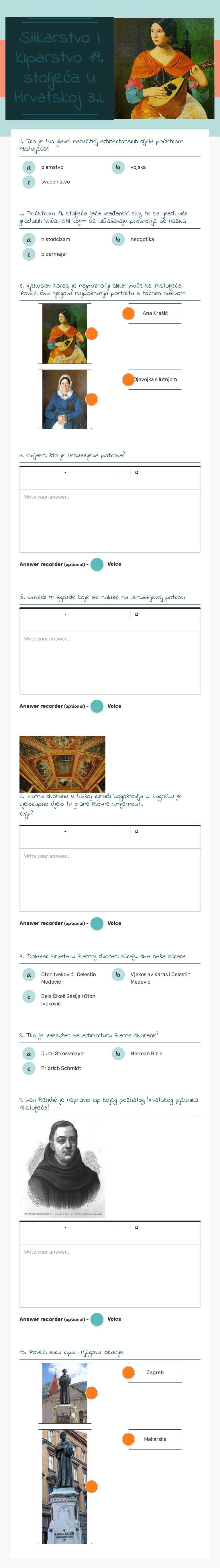 Slikarstvo i kiparstvo 19. stoljeća u Hrvatskoj
3.L worksheet preview