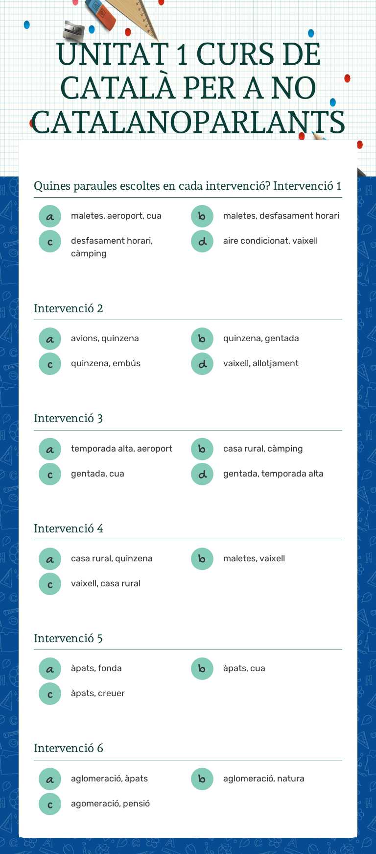 UNITAT 1 CURS DE CATALÀ PER A NO CATALANOPARLANTS worksheet preview image