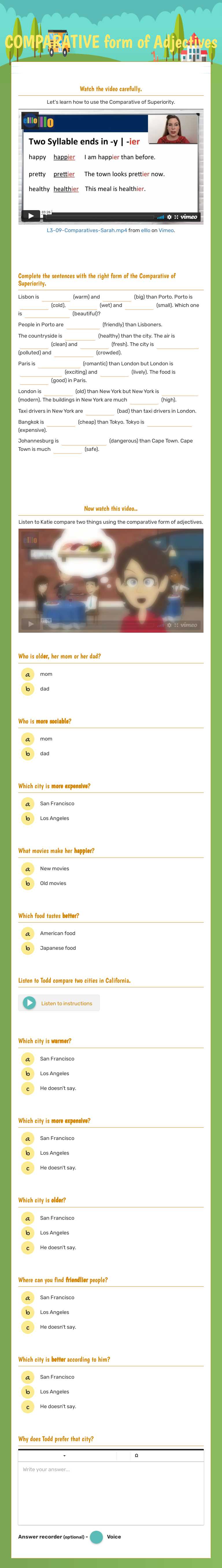 COMPARATIVE form of Adjectives worksheet preview image