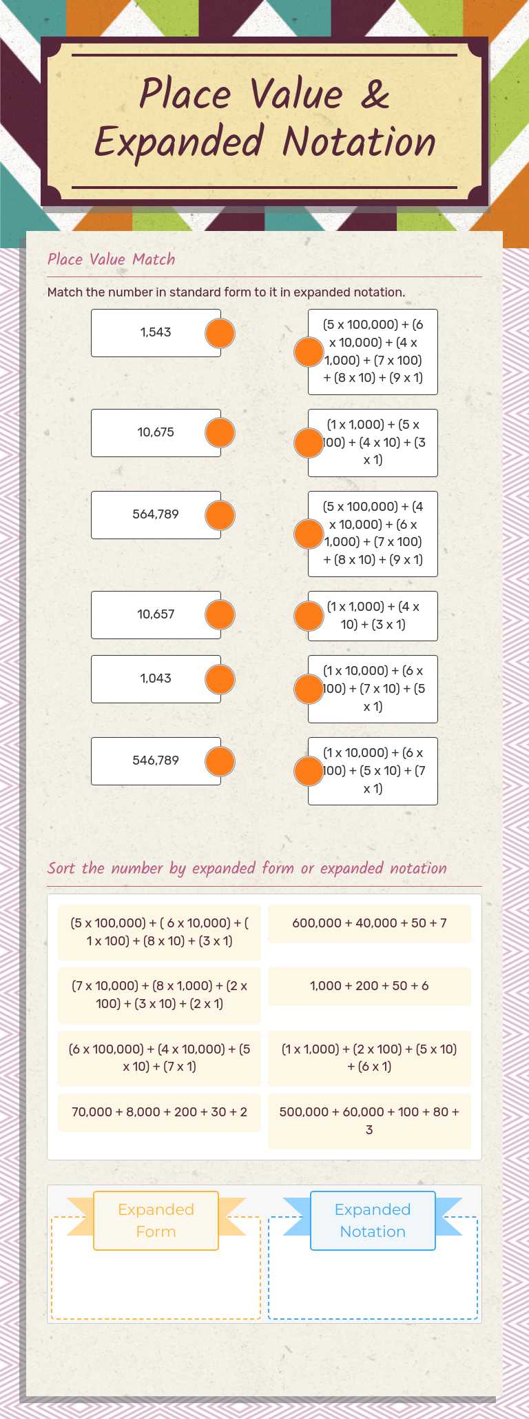 Place Value  &
Expanded Notation worksheet preview image