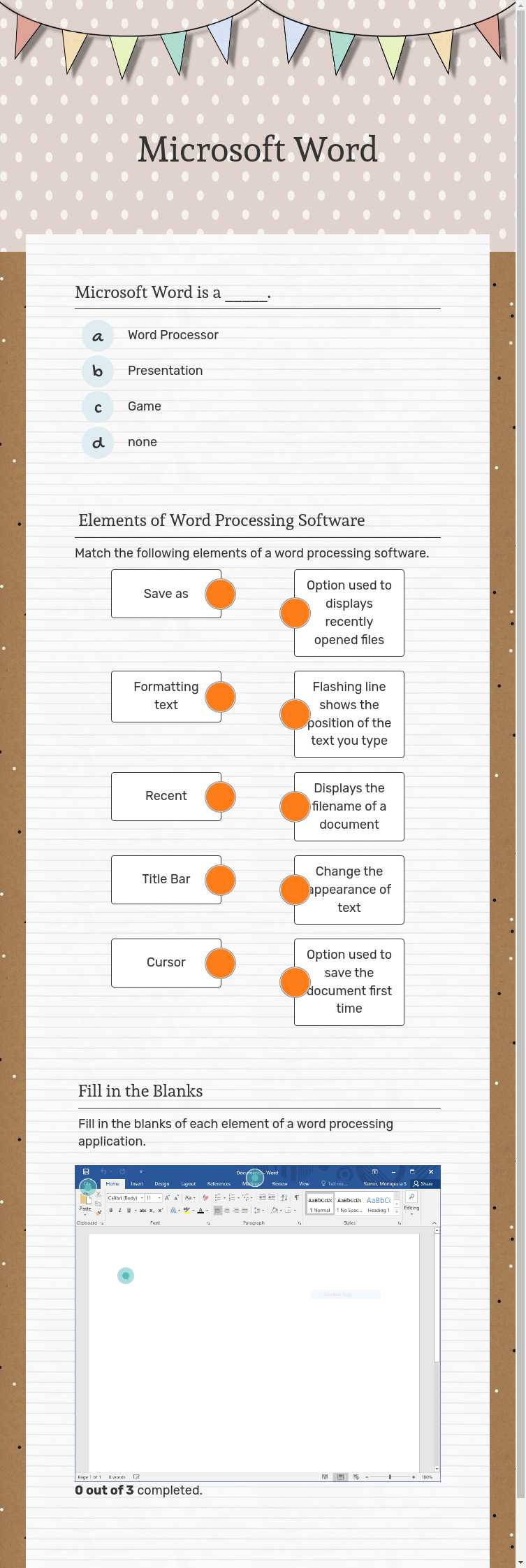 Microsoft Word Grade 3 worksheet preview