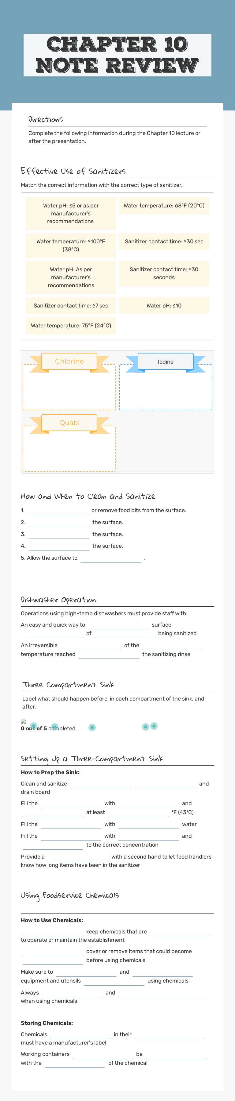Chapter 10 Note Review worksheet preview image