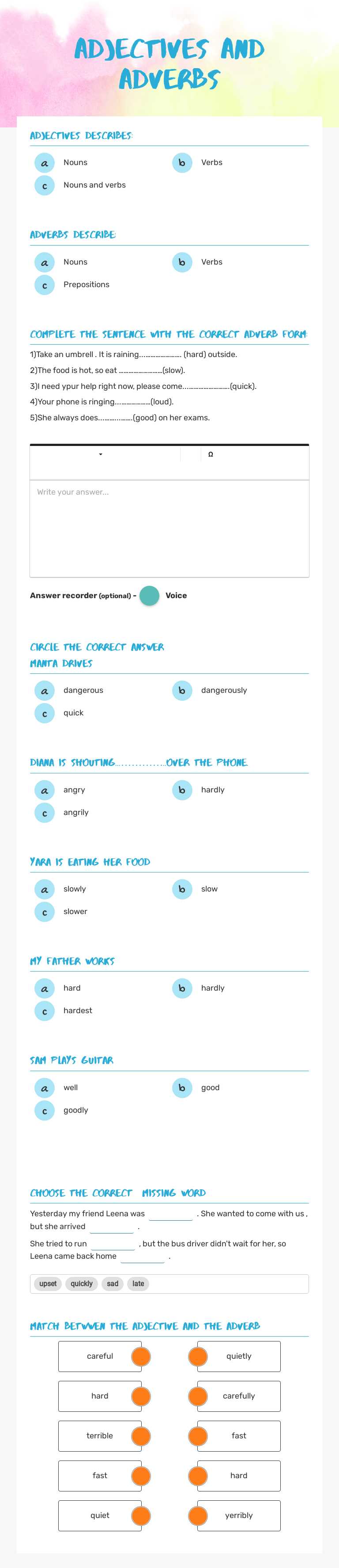 Adjectives and Adverbs worksheet preview image