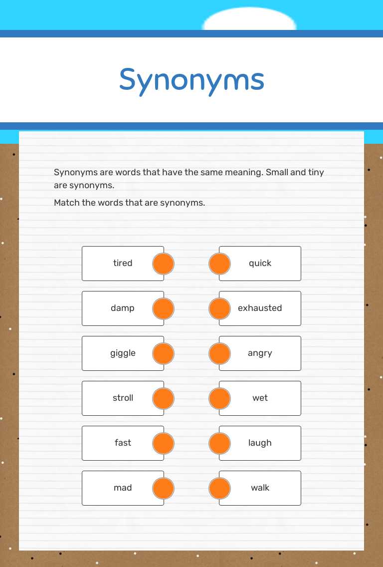 Synonyms Grade 1 worksheet preview