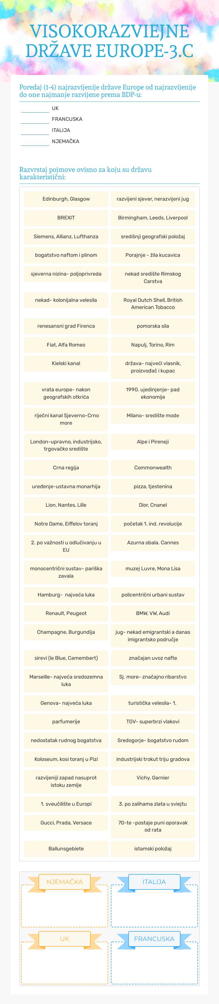 VISOKORAZVIEJNE DRŽAVE EUROPE-3.C worksheet preview image