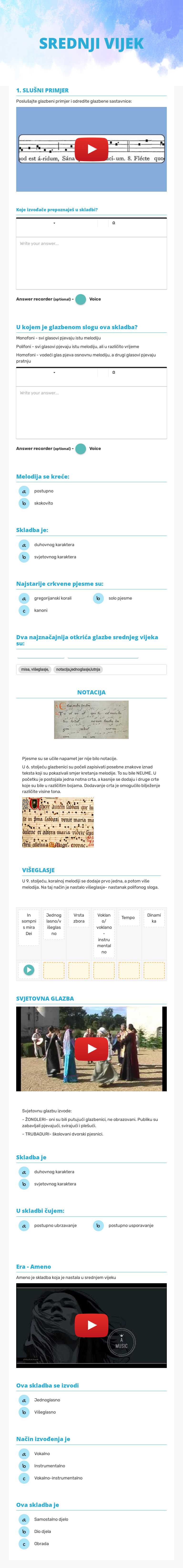 SREDNJI VIJEK worksheet preview image