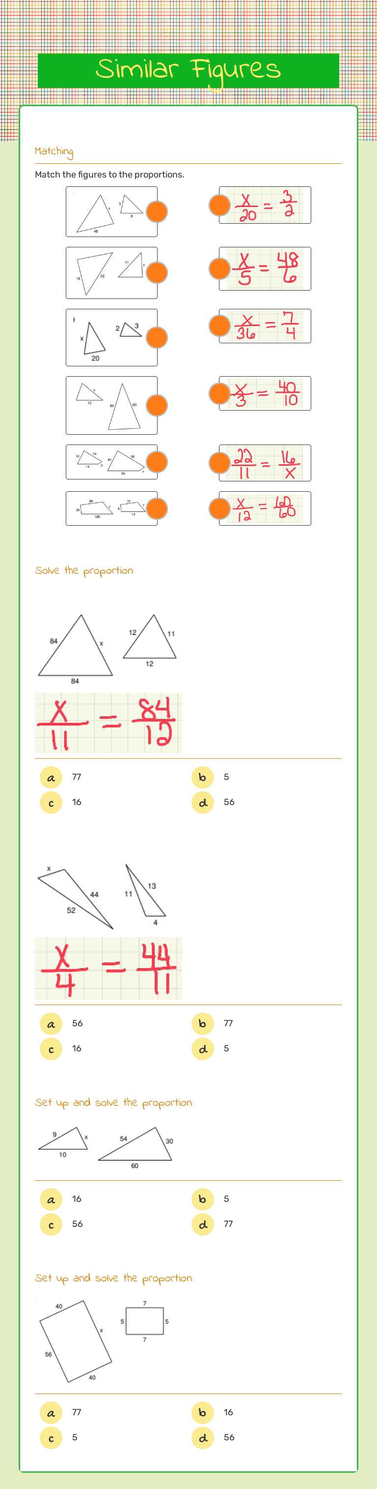 Similar Figures worksheet preview image