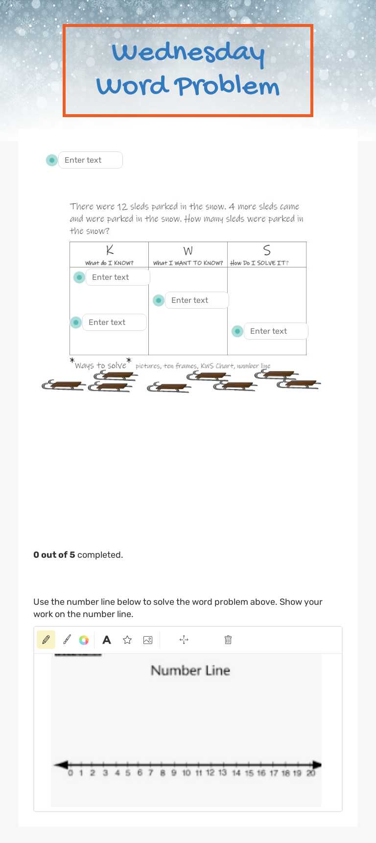 Wednesday Word Problem worksheet preview image