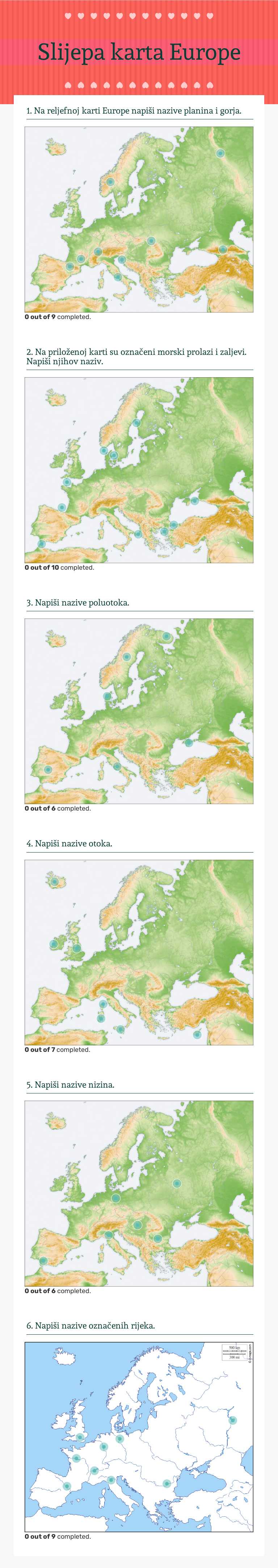 Slijepa karta Europe worksheet preview image