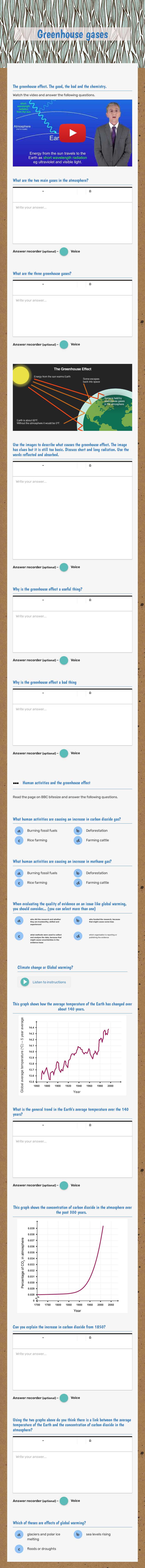 Greenhouse gases worksheet preview image