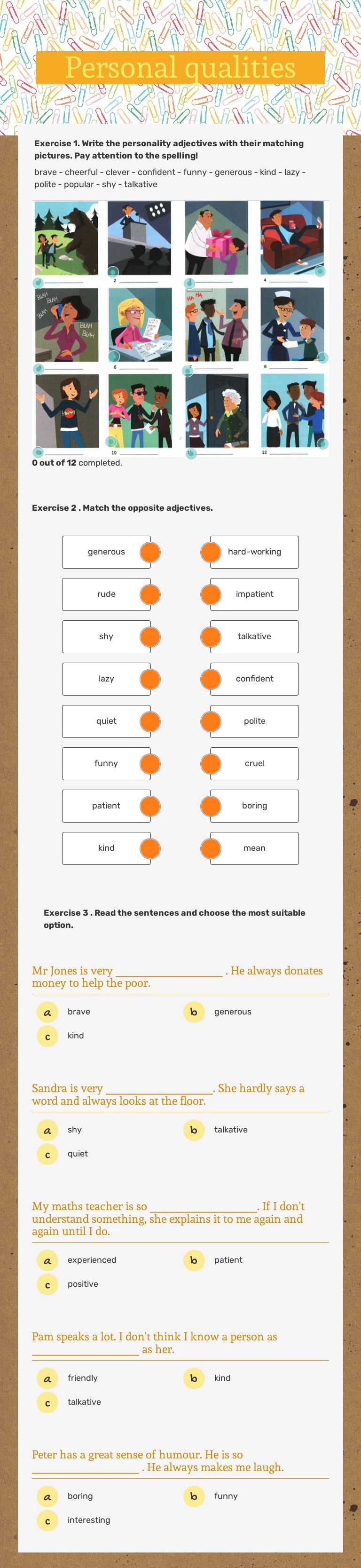 Personal qualities worksheet preview image