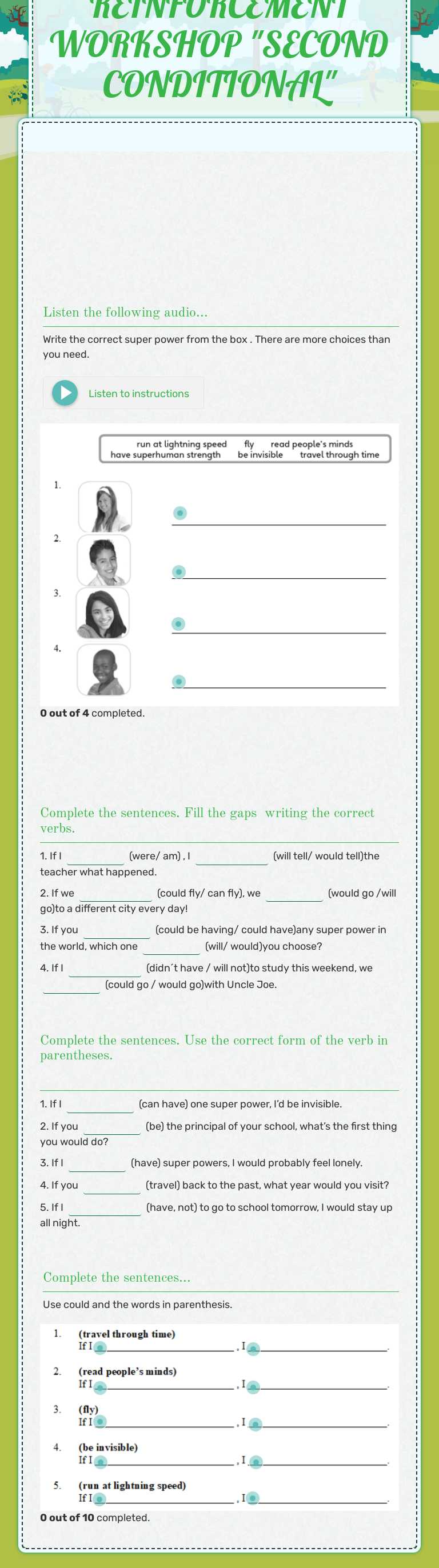 REINFORCEMENT WORKSHOP "SECOND CONDITIONAL" worksheet preview image