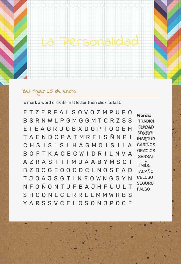 La Personalidad worksheet preview image