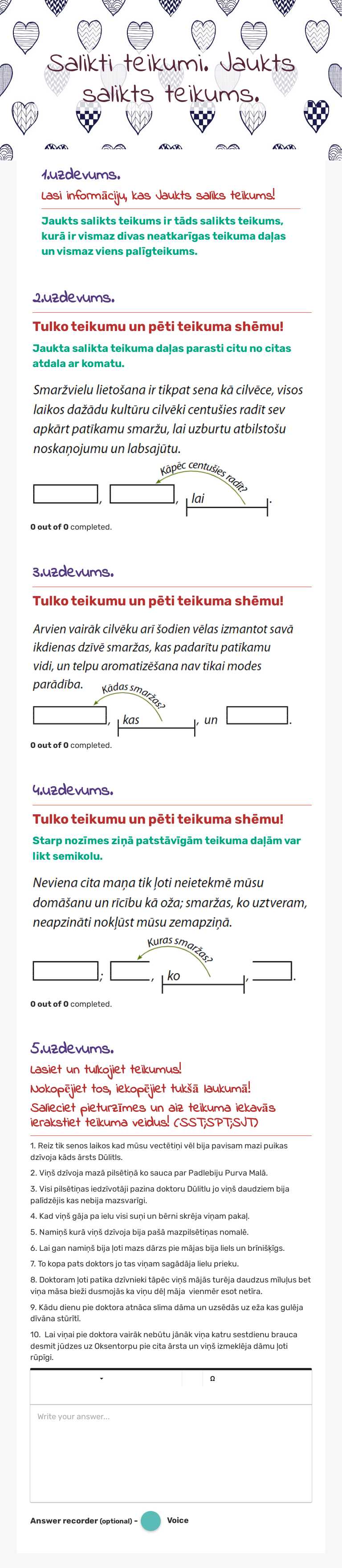 Salikti teikumi. Jaukts salikts teikums. worksheet preview image