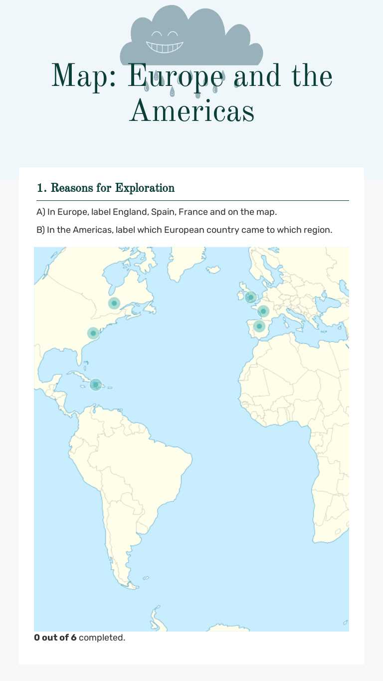 Map: Europe and the Americas worksheet preview image