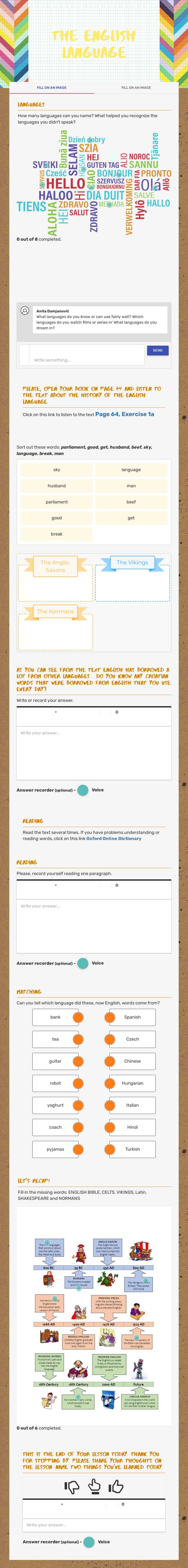 THE ENGLISH LANGUAGE worksheet preview image