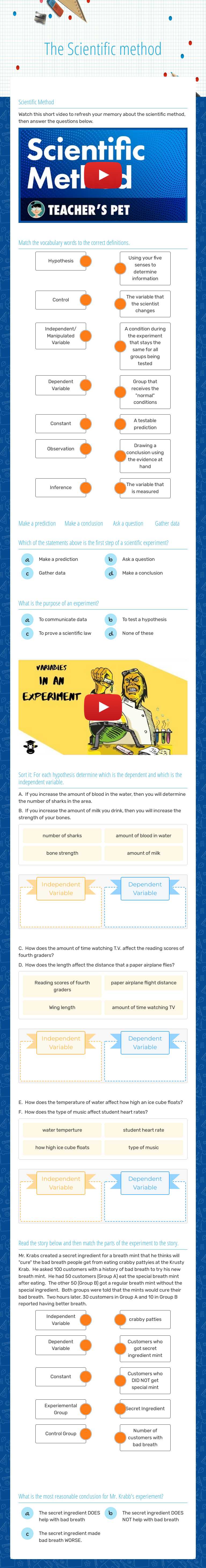 The Scientific method worksheet preview image