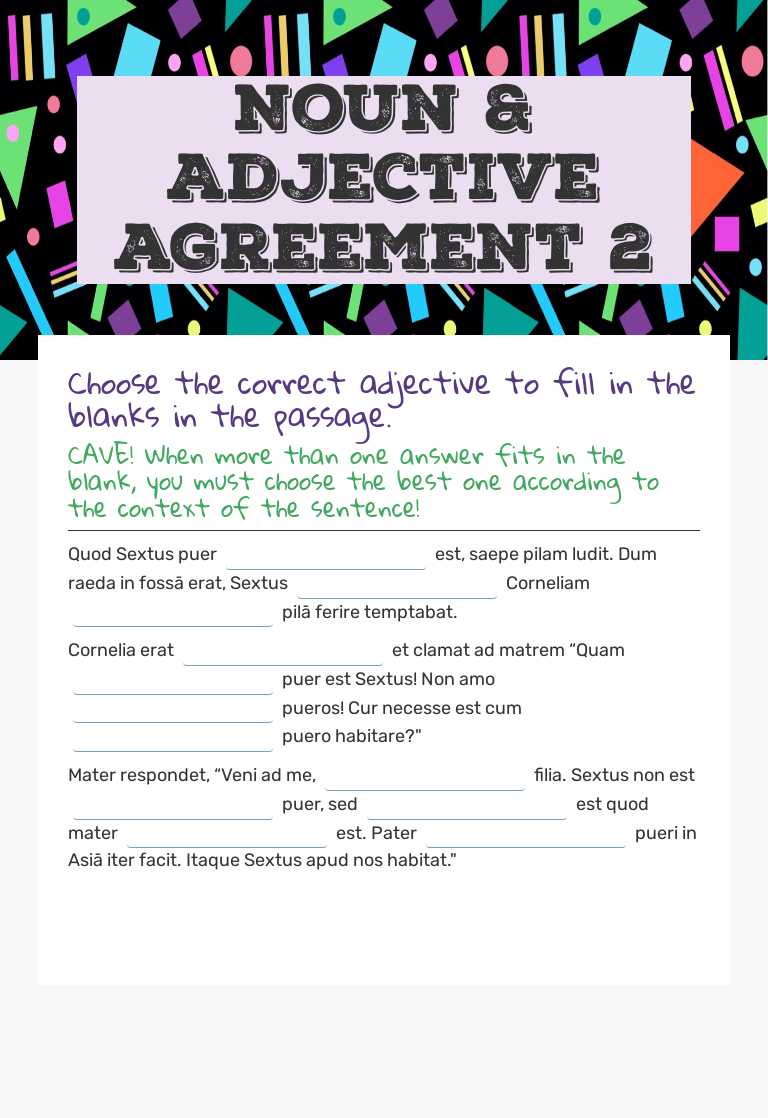 Noun & Adjective agreement 2 worksheet preview