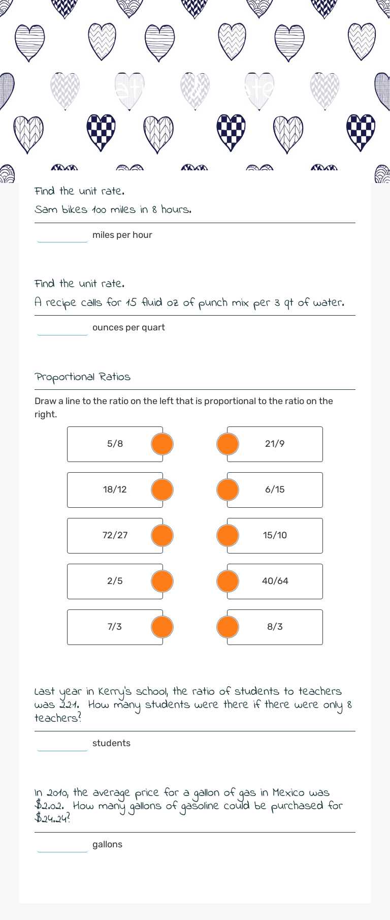 Ratios & Rates Grade 7 worksheet preview