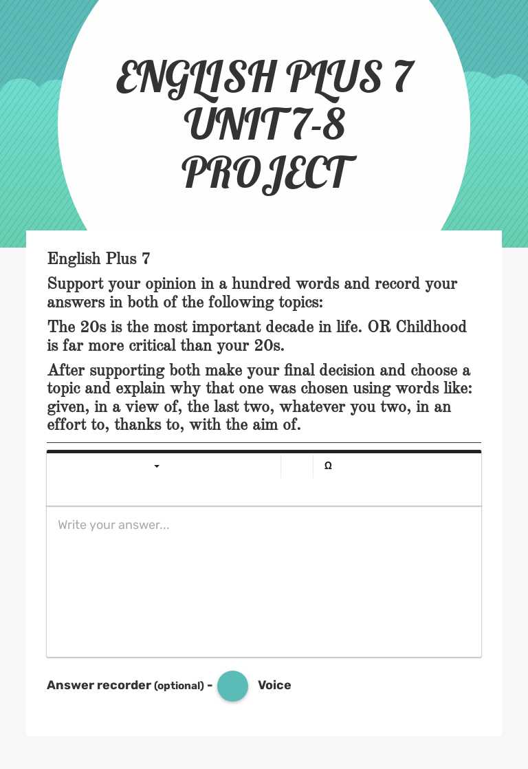 ENGLISH PLUS 7 UNIT 7-8 PROJECT worksheet preview image
