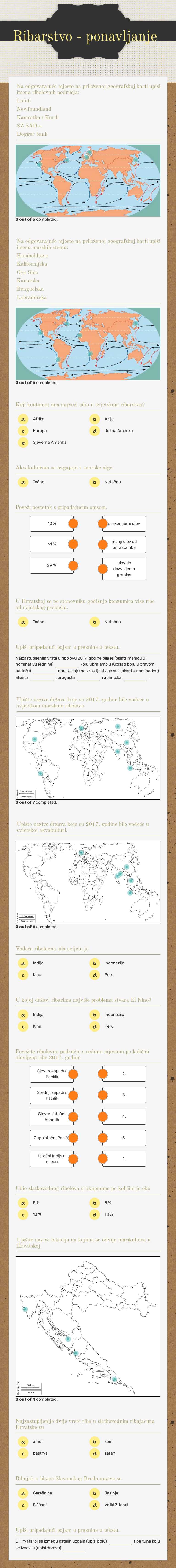 Ribarstvo - ponavljanje worksheet preview image
