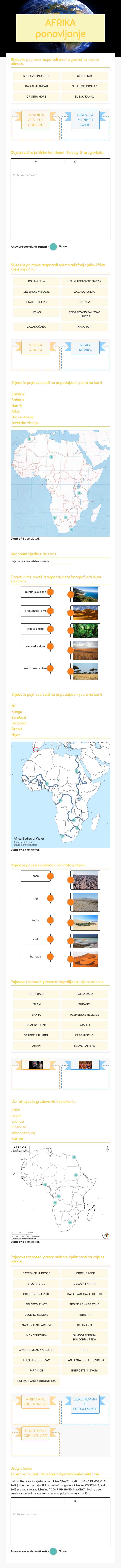 AFRIKA
ponavljanje Grade 6 worksheet preview