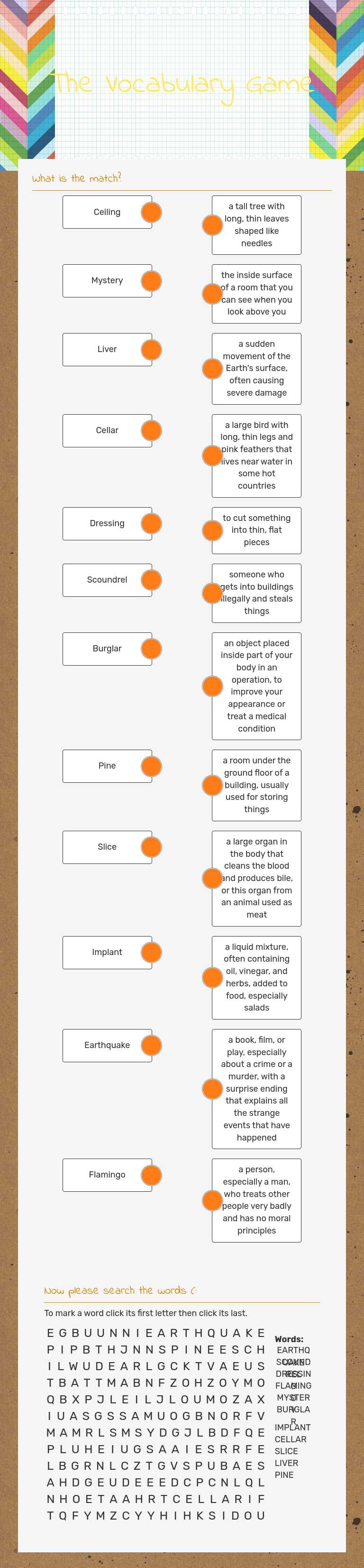 The Vocabulary Game worksheet preview image