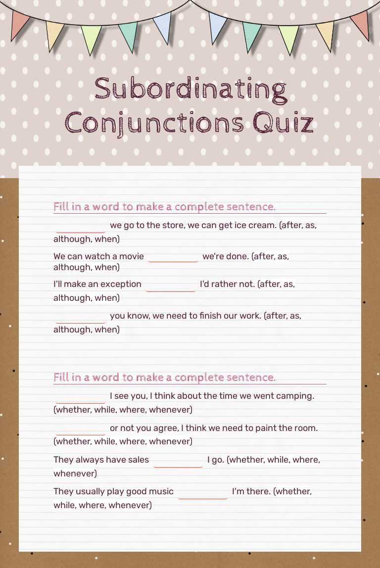 Subordinating Conjunctions Quiz by Rachel Jarcik | Interactive ...