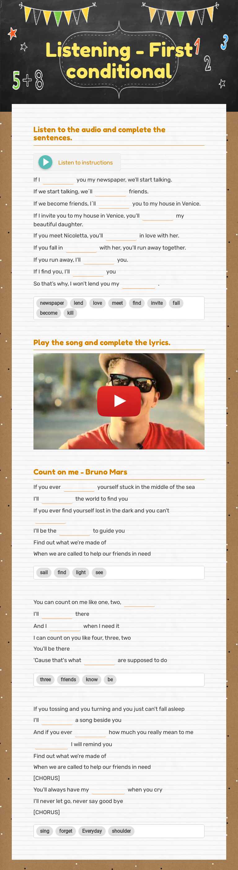 Listening - First conditional worksheet preview image