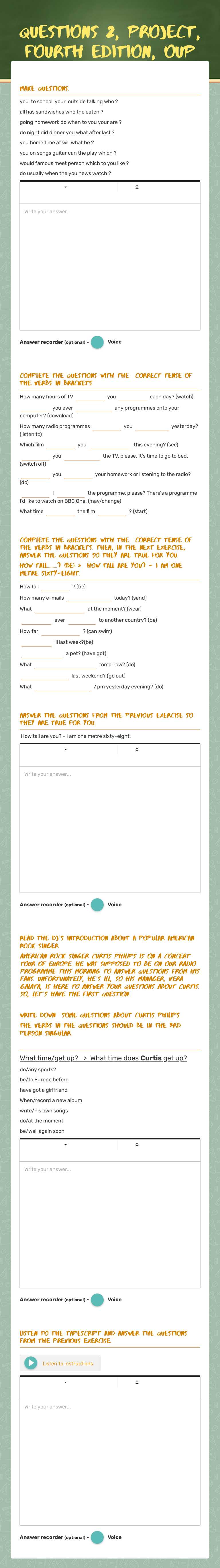 QUESTIONS 2, PROJECT, FOURTH EDITION,  OUP worksheet preview image