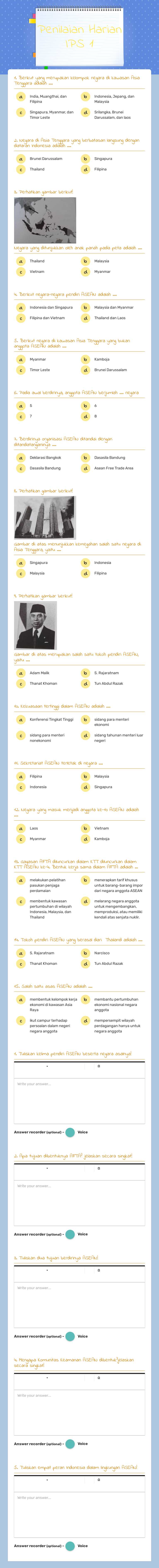 Penilaian Harian IPS 1 worksheet preview image