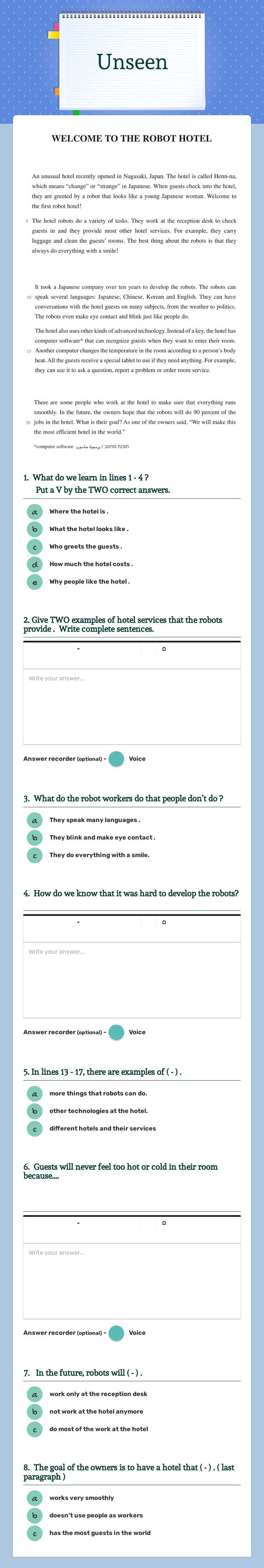 Unseen worksheet preview image