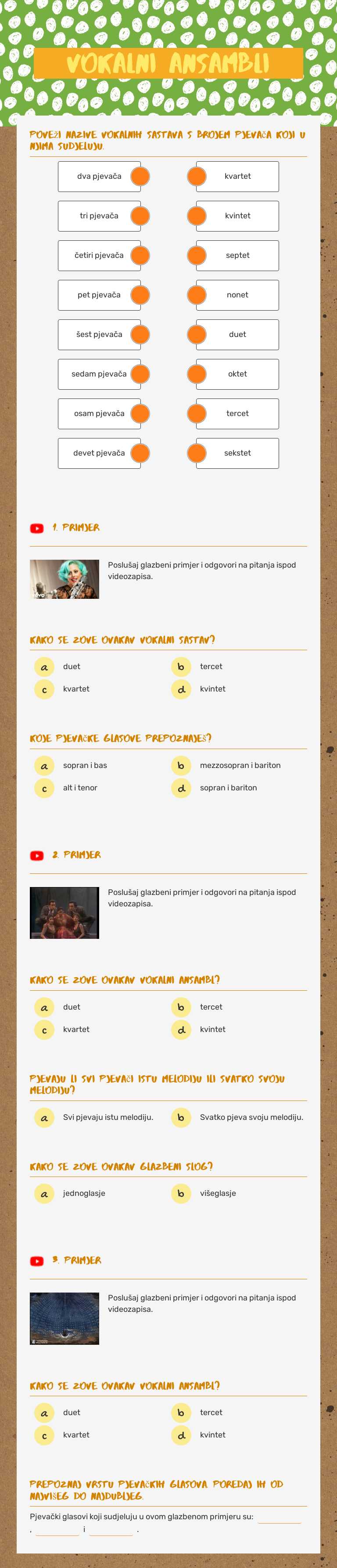 Vokalni ansambli worksheet preview image