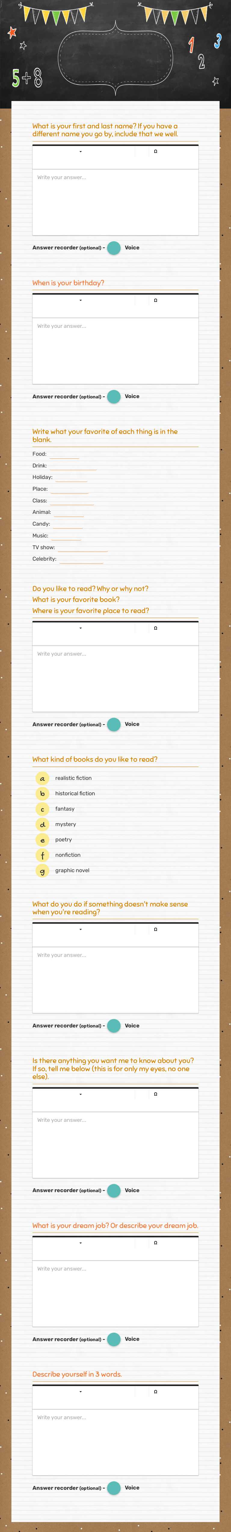 All About ME Grade 6 worksheet preview