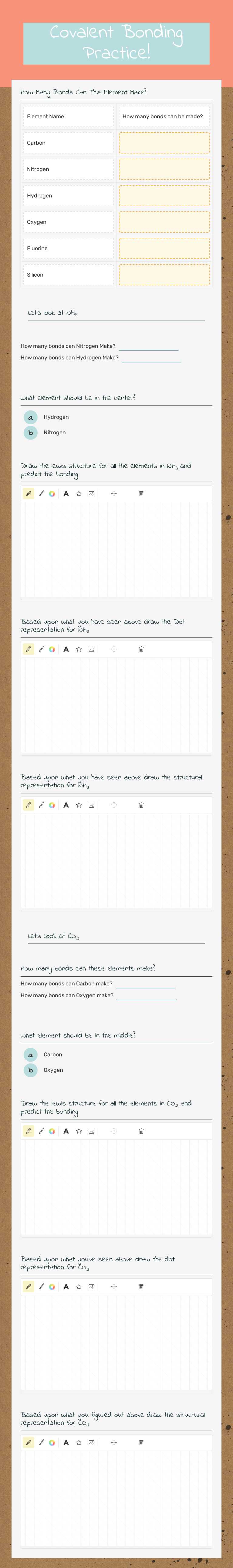Covalent Bonding Practice! worksheet preview image