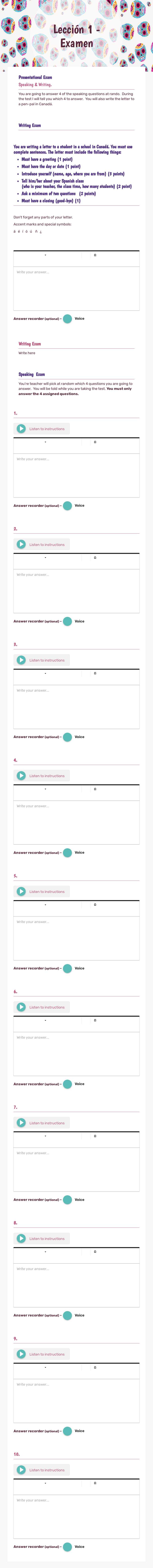 Lección 1 - Examen worksheet preview image