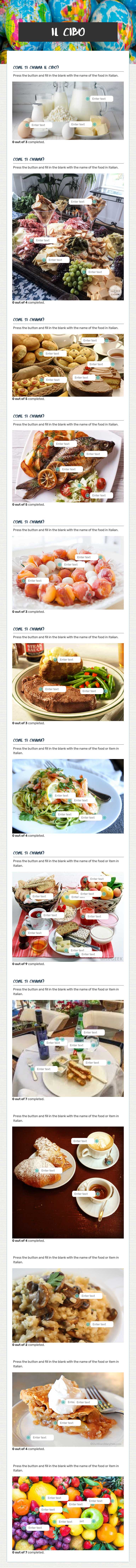 Il Cibo worksheet preview image