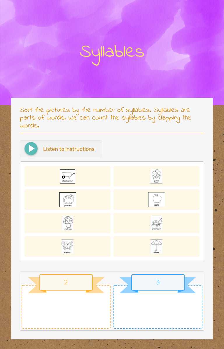 Syllables Other worksheet preview