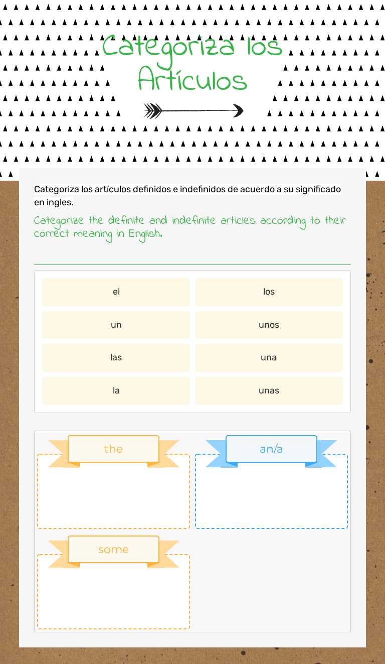 Categoriza los Artículos worksheet preview image