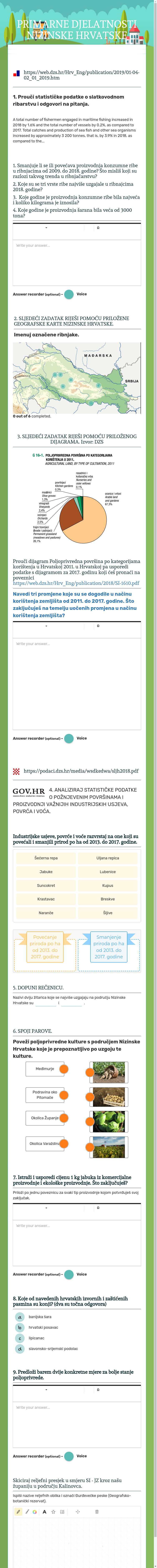 PRIMARNE DJELATNOSTI NIZINSKE HRVATSKE worksheet preview image