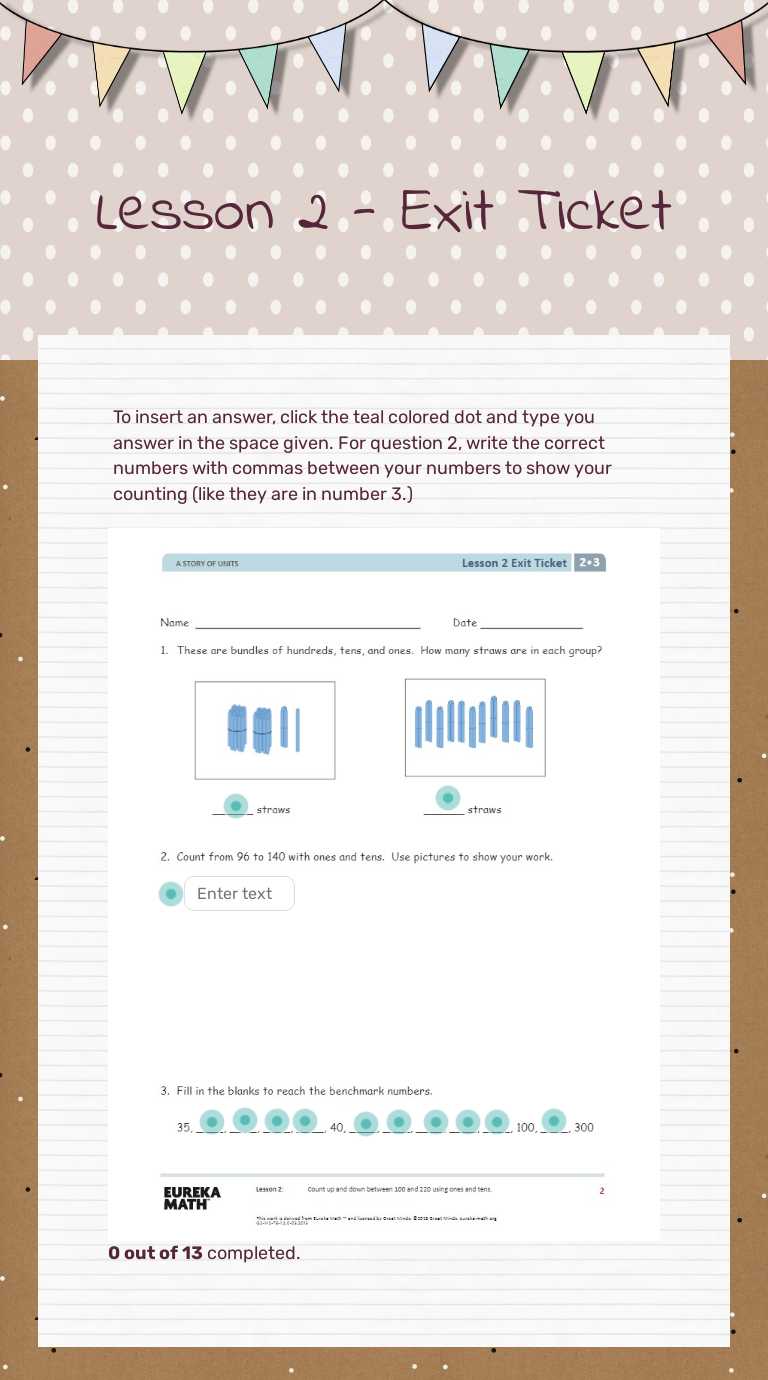 Lesson 2 - Exit Ticket Grade 2 worksheet preview