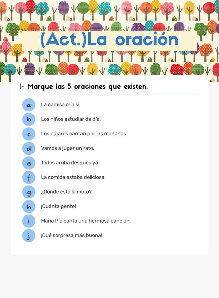 (Act.)La oración worksheet preview image